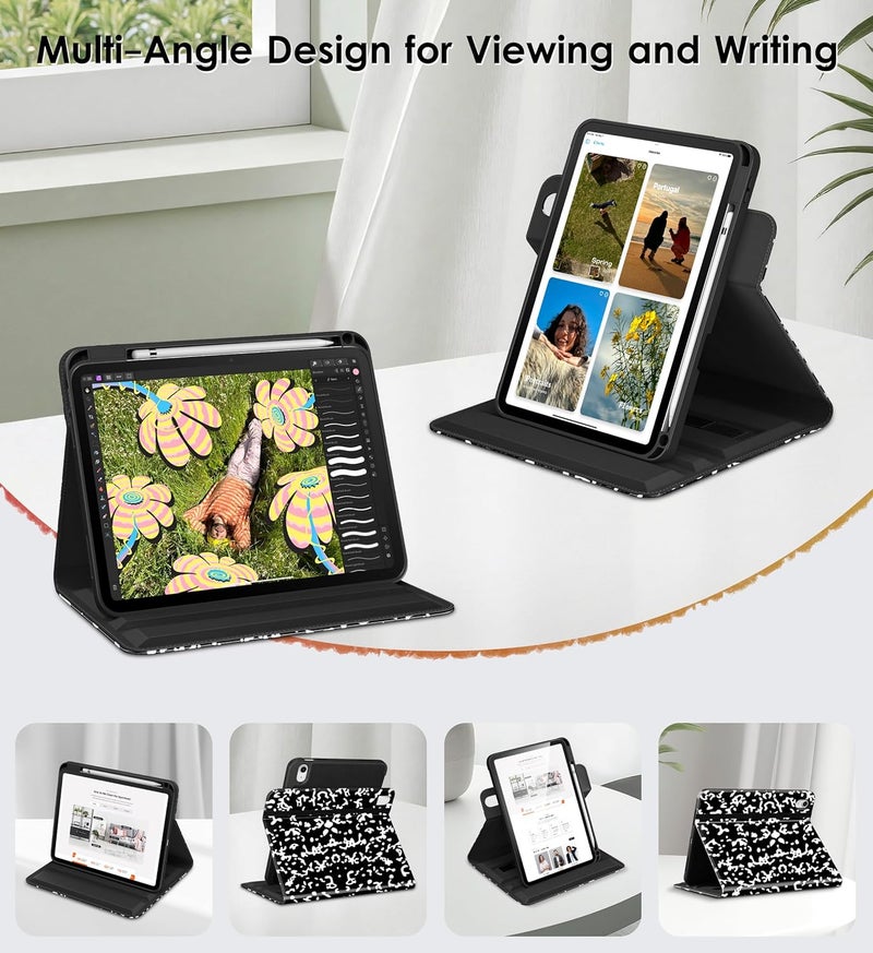 DTTO for iPad A16 Case, iPad 11th / 10th Generation Case (2025/2022), 360 Degree Rotating Premium Leather Folio Stand Cover with Pencil Holder, Book - Image 2